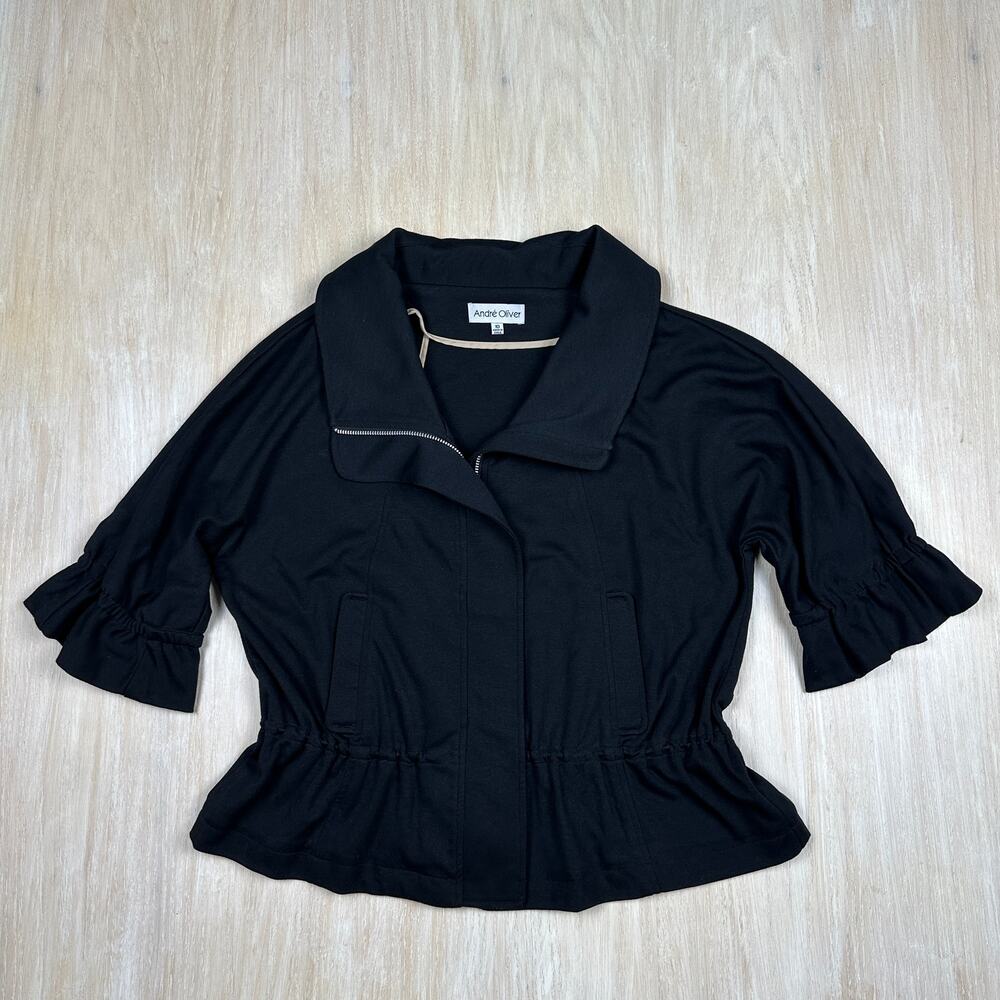 Andre Oliver Black Peplum Dark Academia Edgy Office Corporate Goth Jacket 10